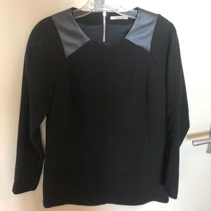 Bimba & Lola Black Blouse with Leather Detail